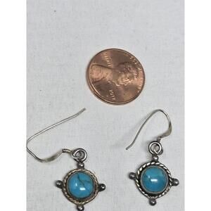 ​Vtg STERLING Silver Turquoise Dangle Earrings